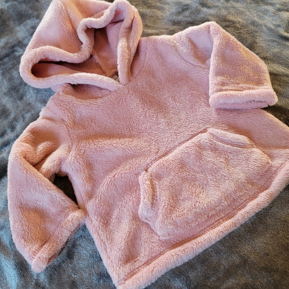 Carter's Fleece Hoodie Baby Girls 6M Pink Excellent Sherpa Pullover Pocket 885